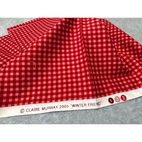 Red & Red Gingham Cotton Fabric Claire Murray 2005 Winter Friend Quilt Craft 18x - Picture 3 of 5